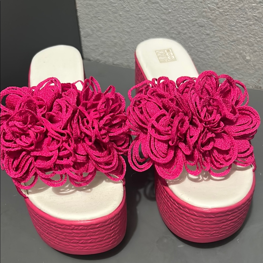 Elegant Pink Floral Women's Platform Sandals